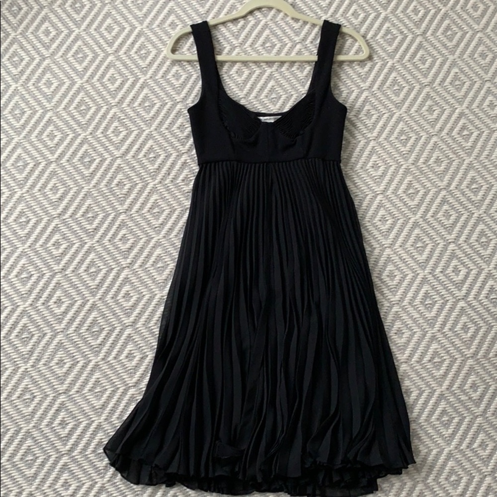 DVF black silk pleated cocktail dress size 6